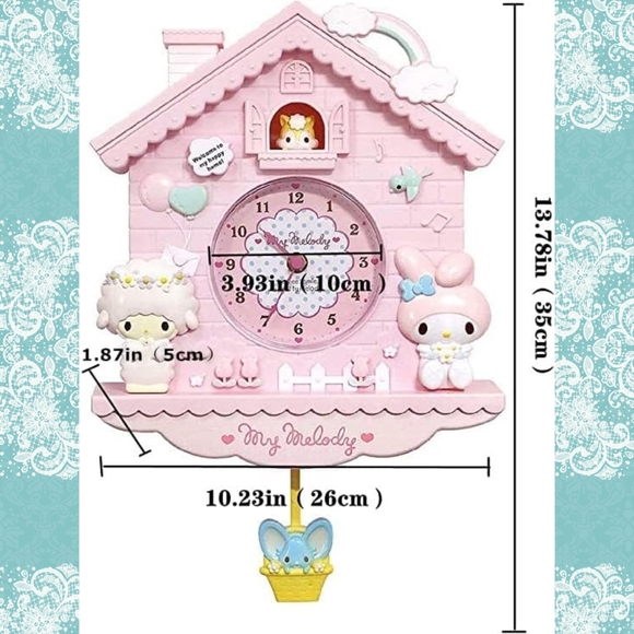 NWT Sanrio My Melody & My Sweet Piano Pendulum Clock - Picture 2 of 3